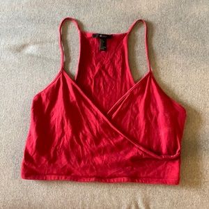 Red wrap crop top